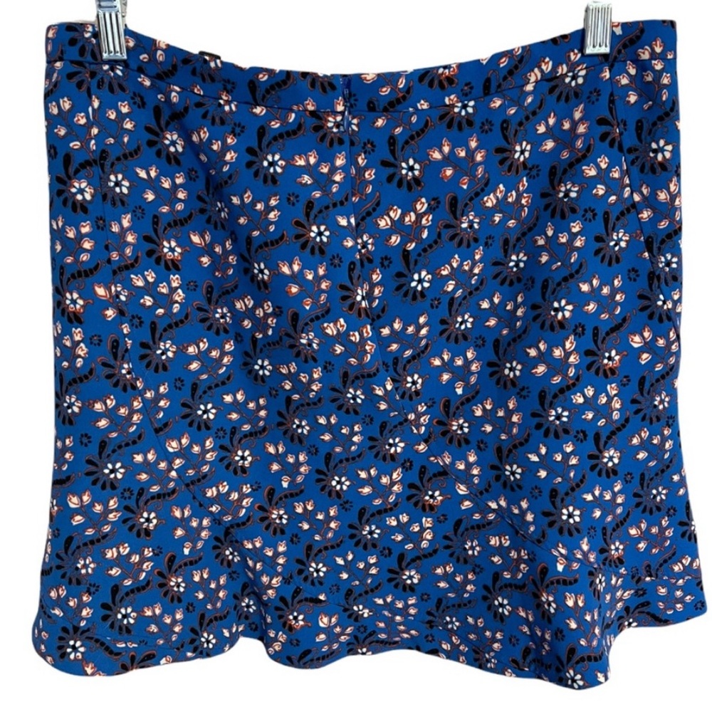 J. Crew Women's Size 12 Skirt Blue Floral Flounce Hem - Picture 6 of 6